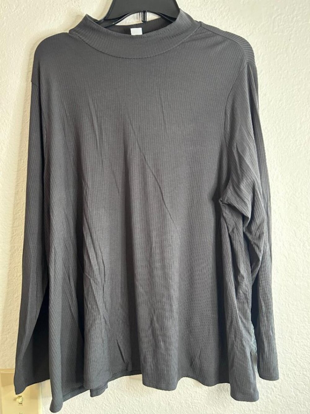 Charcoal Gray Long Sleeve Ribbed Blouse by Old Navy Luxe Collection Size XL